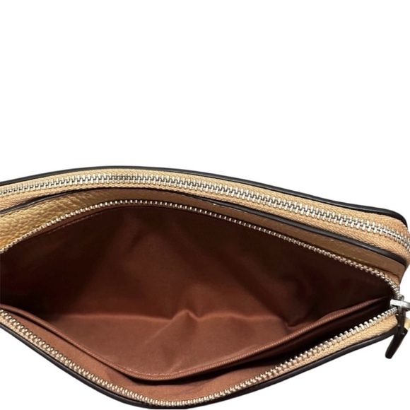 🌻 NWT! COACH Vanilla Yellow Double Zip Pebble Leather Wallet/Clutch/Wristlet - Picture 7 of 9